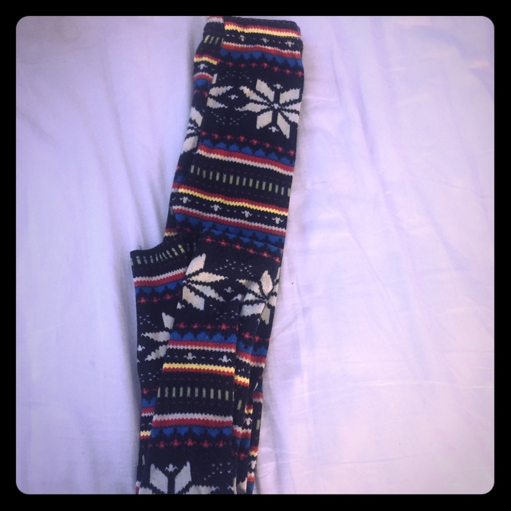 Very bright colored leggings .